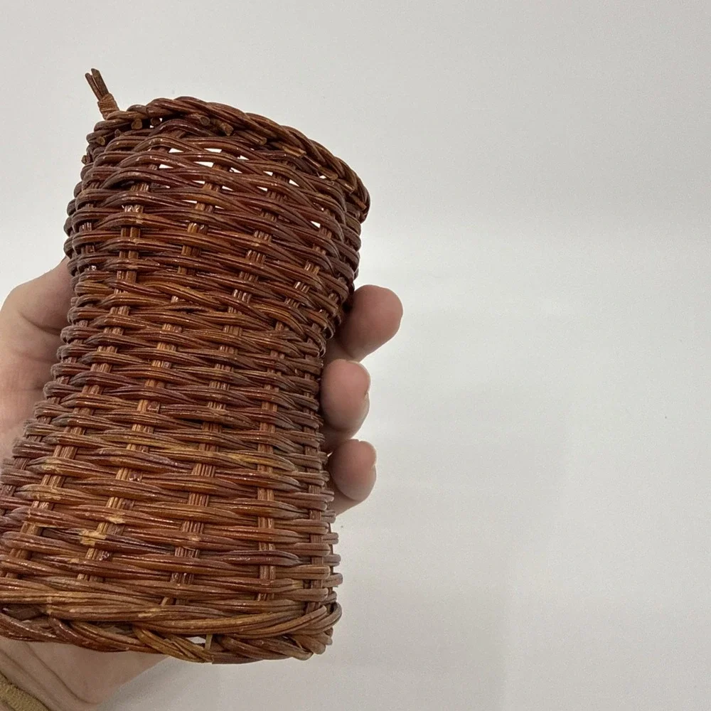 Vtg Mid Century‎ Modern Great Horned Owl Rattan Raffia Boho Basket 6